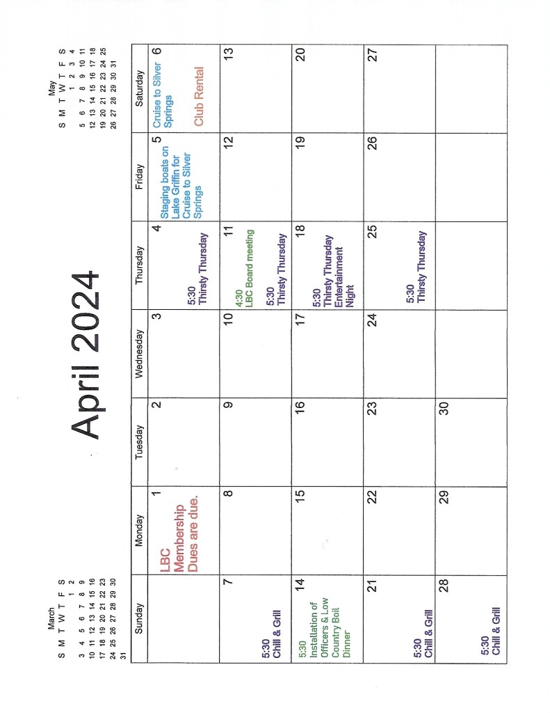 LBC April Calendar 2024