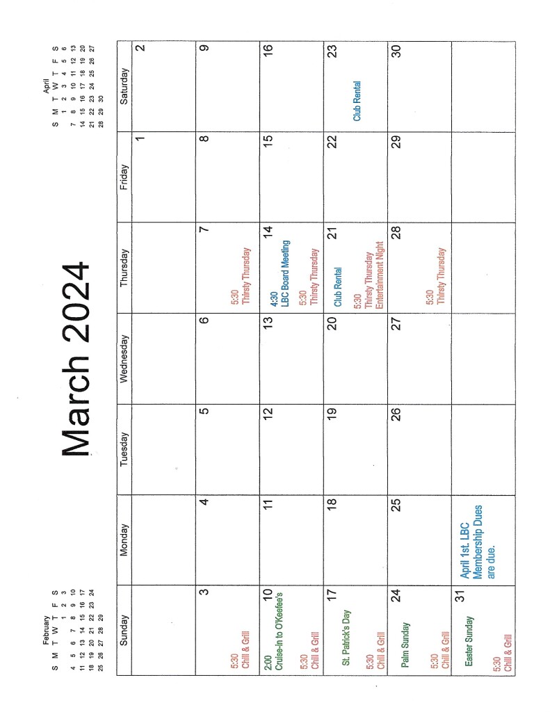 LBC March Calendar